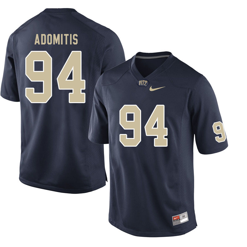 Men #94 Cal Adomitis Pitt Panthers College Football Jerseys Sale-Navy